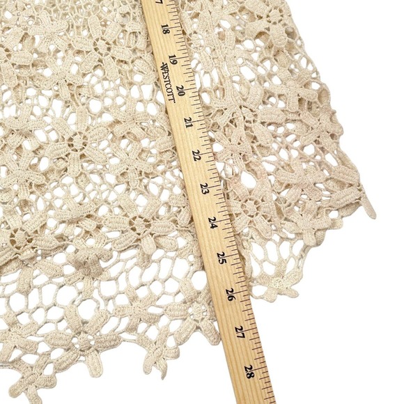Free People Crochet Floral Lace Top Semi-Sheer Beige One Sz Cover-Up Scoop Neck - Picture 7 of 8